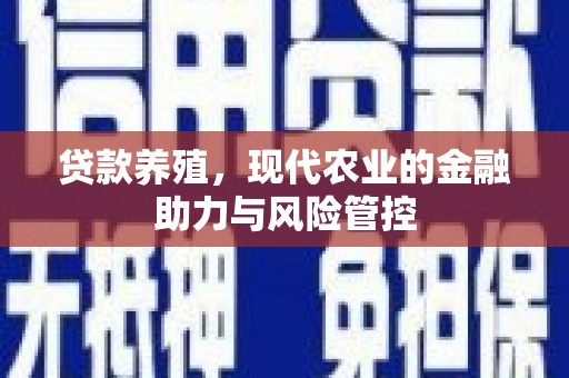 新建贷款养殖，现代农业的金融助力与风险管控