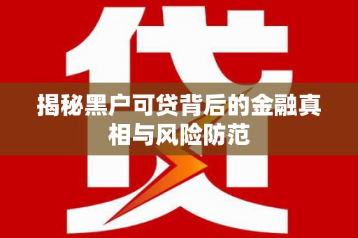 新建揭秘黑户可贷背后的金融真相与风险防范