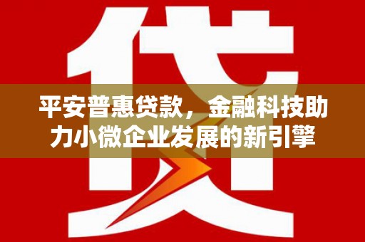 新建平安普惠贷款，金融科技助力小微企业发展的新引擎