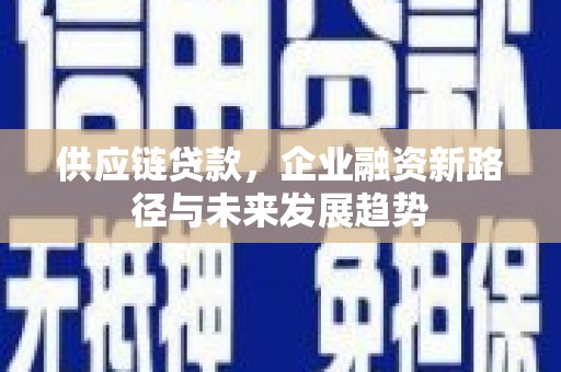新建供应链贷款，企业融资新路径与未来发展趋势
