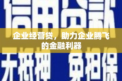 新建企业经营贷，助力企业腾飞的金融利器