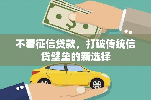 新建不看征信贷款，打破传统信贷壁垒的新选择