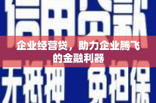 新建企业经营贷，助力企业腾飞的金融利器