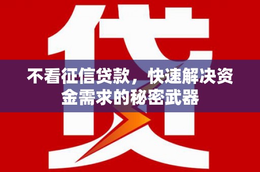 新建不看征信贷款，快速解决资金需求的秘密武器