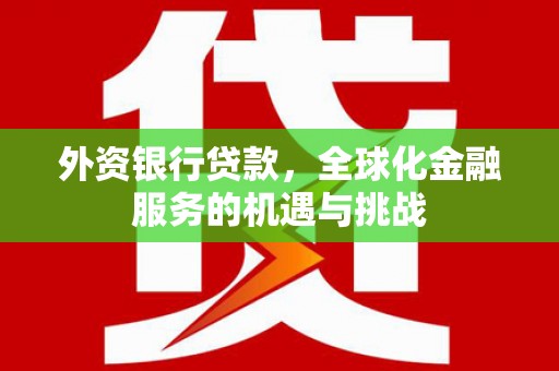 新建外资银行贷款，全球化金融服务的机遇与挑战