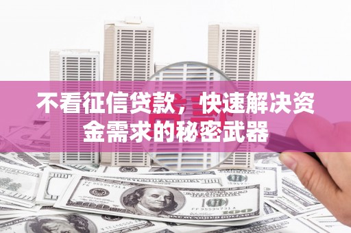 新建不看征信贷款，快速解决资金需求的秘密武器