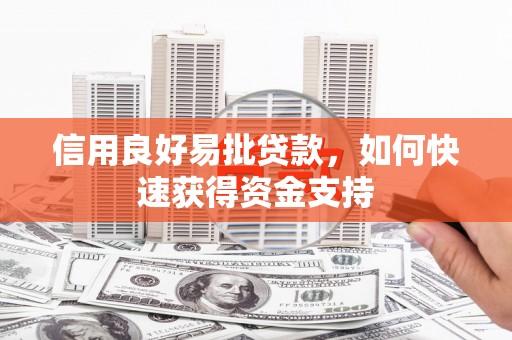 新建信用良好易批贷款，如何快速获得资金支持